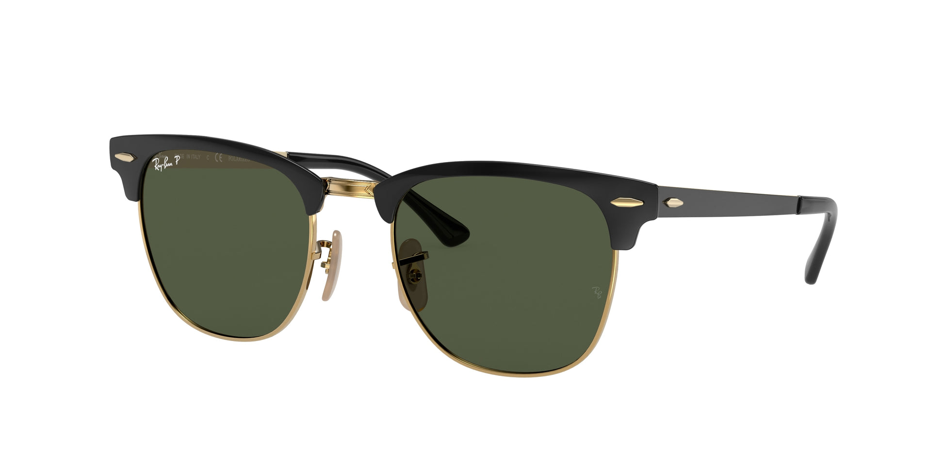 Ray-Ban CLUBMASTER METAL RB3716 Square Sunglasses  187/58-Black On Gold 51-145-21 - Color Map Black