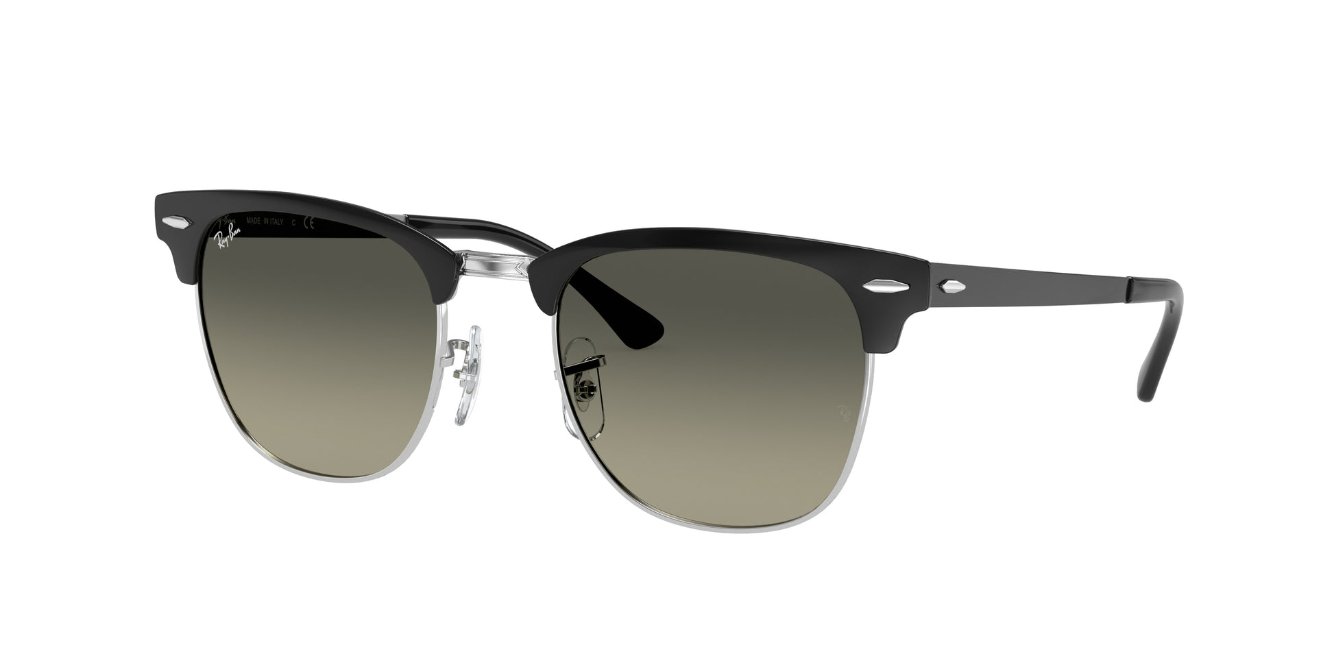 Ray-Ban CLUBMASTER METAL RB3716 Square Sunglasses  900471-Black On Silver 51-145-21 - Color Map Black