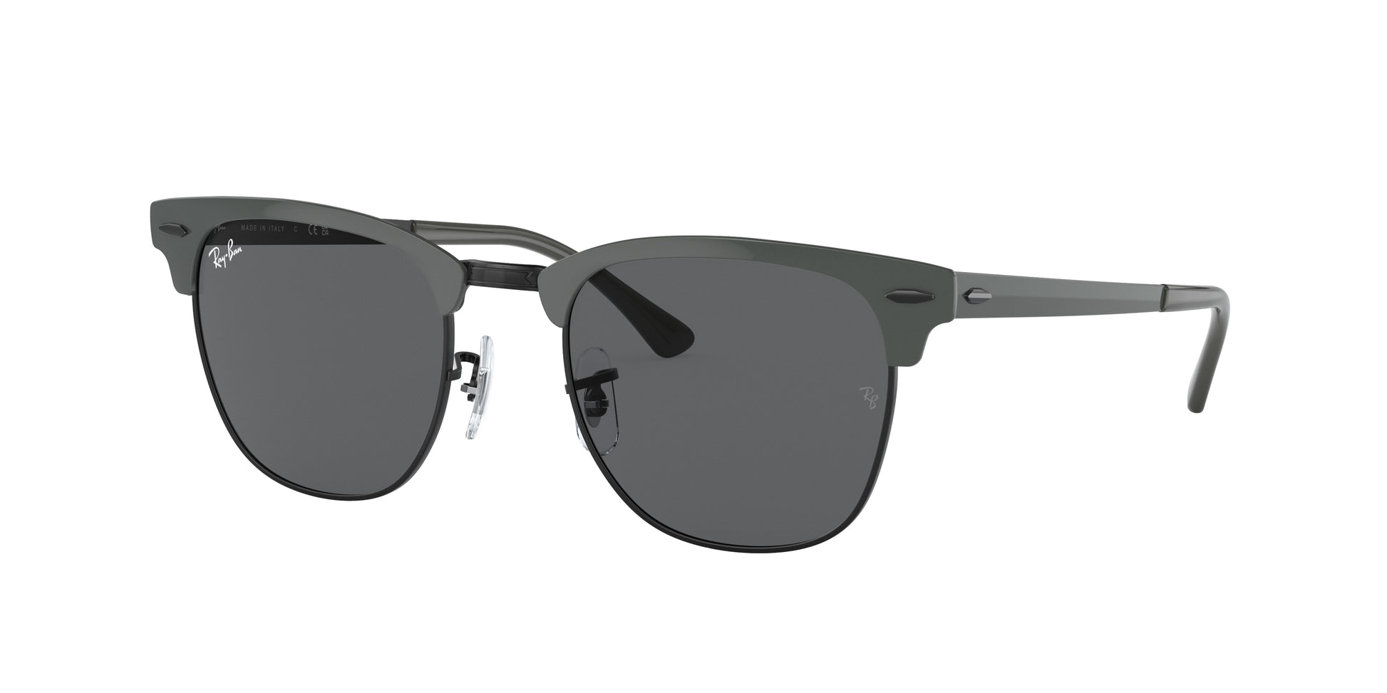 Ray-Ban CLUBMASTER METAL RB3716 Square Sunglasses  9256B1-Grey On Black 51-145-21 - Color Map Grey