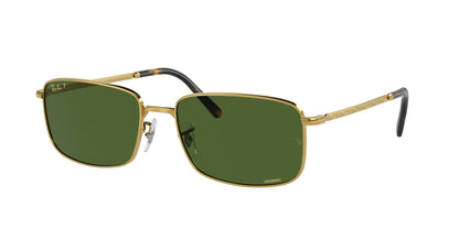 Ray-Ban RB3717 Rectangle Sunglasses  9196P1-Gold 57-145-18 - Color Map Gold