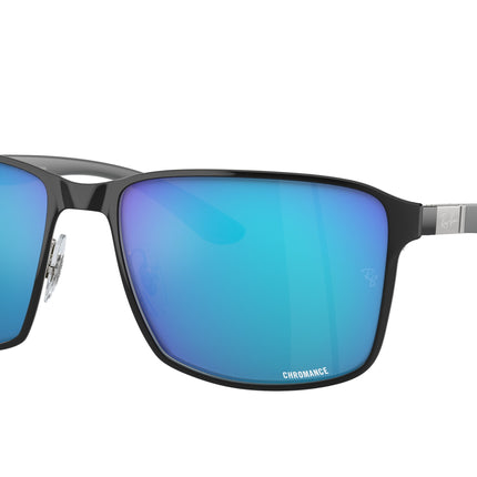 Ray-Ban RB3721CH Square Sunglasses  9144A1-Black On Silver 59-145-17 - Color Map Black