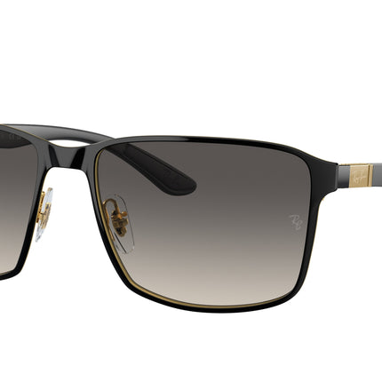 Ray-Ban RB3721 Square Sunglasses  187/11-Black On Gold 59-145-17 - Color Map Black