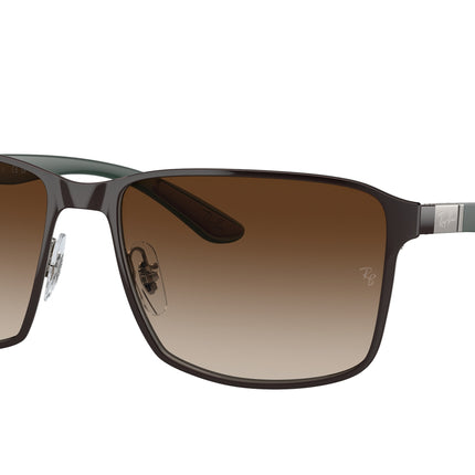 Ray-Ban RB3721 Square Sunglasses  188/13-Brown On Gunmetal 59-145-17 - Color Map Brown