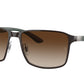 Ray-Ban RB3721 Square Sunglasses  188/13-Brown On Gunmetal 59-145-17 - Color Map Brown