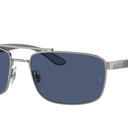 Ray-Ban RB3737 Rectangle Sunglasses  004/80-Gunmetal 60-145-18 - Color Map Grey