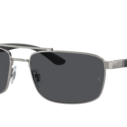 Ray-Ban RB3737 Rectangle Sunglasses  004/87-Gunmetal 60-145-18 - Color Map Grey