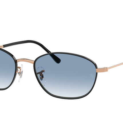 Ray-Ban RB3749 Irregular Sunglasses  92723F-Black On Rosegold 58-145-18 - Color Map Black