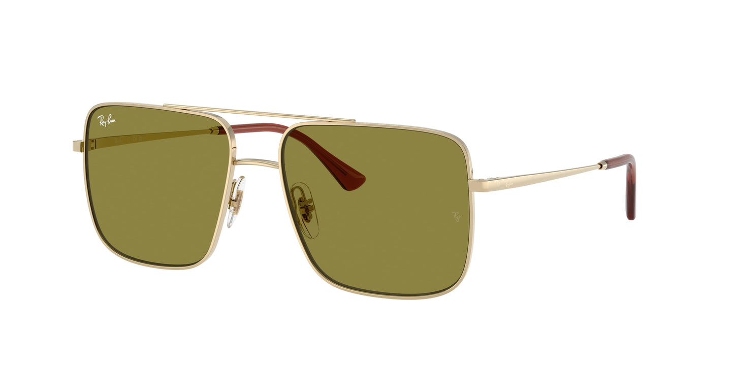 Ray-Ban ARI RB3758 Square Sunglasses  9213/2-Pale Gold 56-145-16 - Color Map Gold