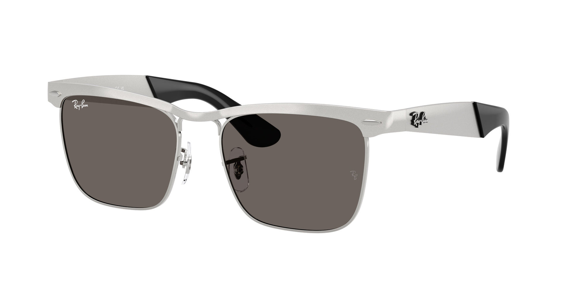 Ray-Ban WAYFARER DELUXE RB3875 Square Sunglasses  019/B1-Sandblasted Silver On Silver 56-145-18 - Color Map Silver