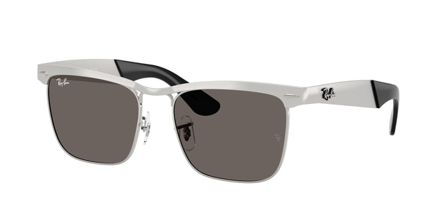Ray-Ban WAYFARER DELUXE RB3875 Square Sunglasses  019/B1-Sandblasted Silver On Silver 56-145-18 - Color Map Silver
