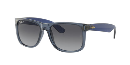 Ray-Ban JUSTIN RB4165 Square Sunglasses  6596T3-Transparent Blue 54-145-16 - Color Map Blue