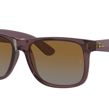 Ray-Ban JUSTIN RB4165 Square Sunglasses  6597T5-Transparent Dark Brown 54-145-16 - Color Map Brown