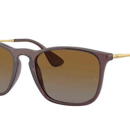 Ray-Ban CHRIS RB4187 Square Sunglasses  6593T5-Transparent Brown 54-145-18 - Color Map Brown