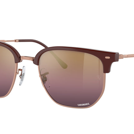 Ray-Ban NEW CLUBMASTER RB4416 Irregular Sunglasses  6654G9-Bordeaux On Rose Gold 53-145-20 - Color Map Red