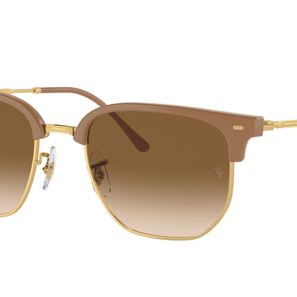 Ray-Ban NEW CLUBMASTER RB4416 Irregular Sunglasses  672151-Beige On Gold 53-145-20 - Color Map Beige