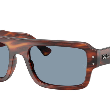 Ray-Ban FLACKO RB4454F Rectangle Sunglasses  139856-Striped Havana 53-145-20 - Color Map Brown