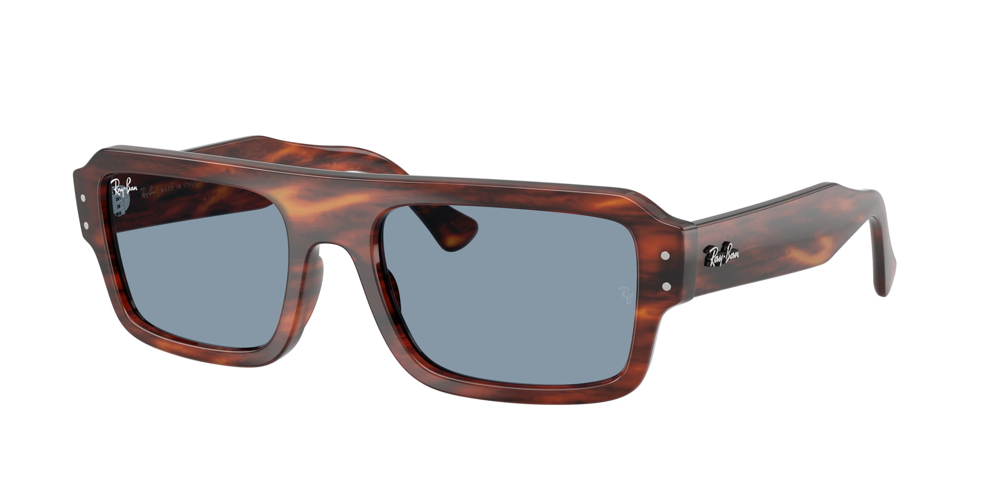 Ray-Ban FLACKO RB4454 Rectangle Sunglasses  139856-Striped Havana 56-145-20 - Color Map Brown