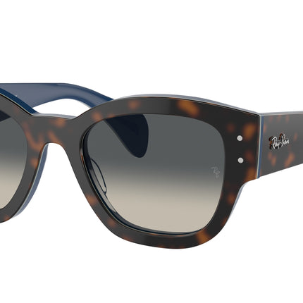 Ray-Ban JORGE RB7681S Square Sunglasses  140171-Havana Grey On Blue 52-145-20 - Color Map Blue