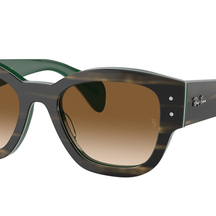 Ray-Ban JORGE RB7681S Square Sunglasses  140251-Striped Green On Green 52-145-20 - Color Map Green