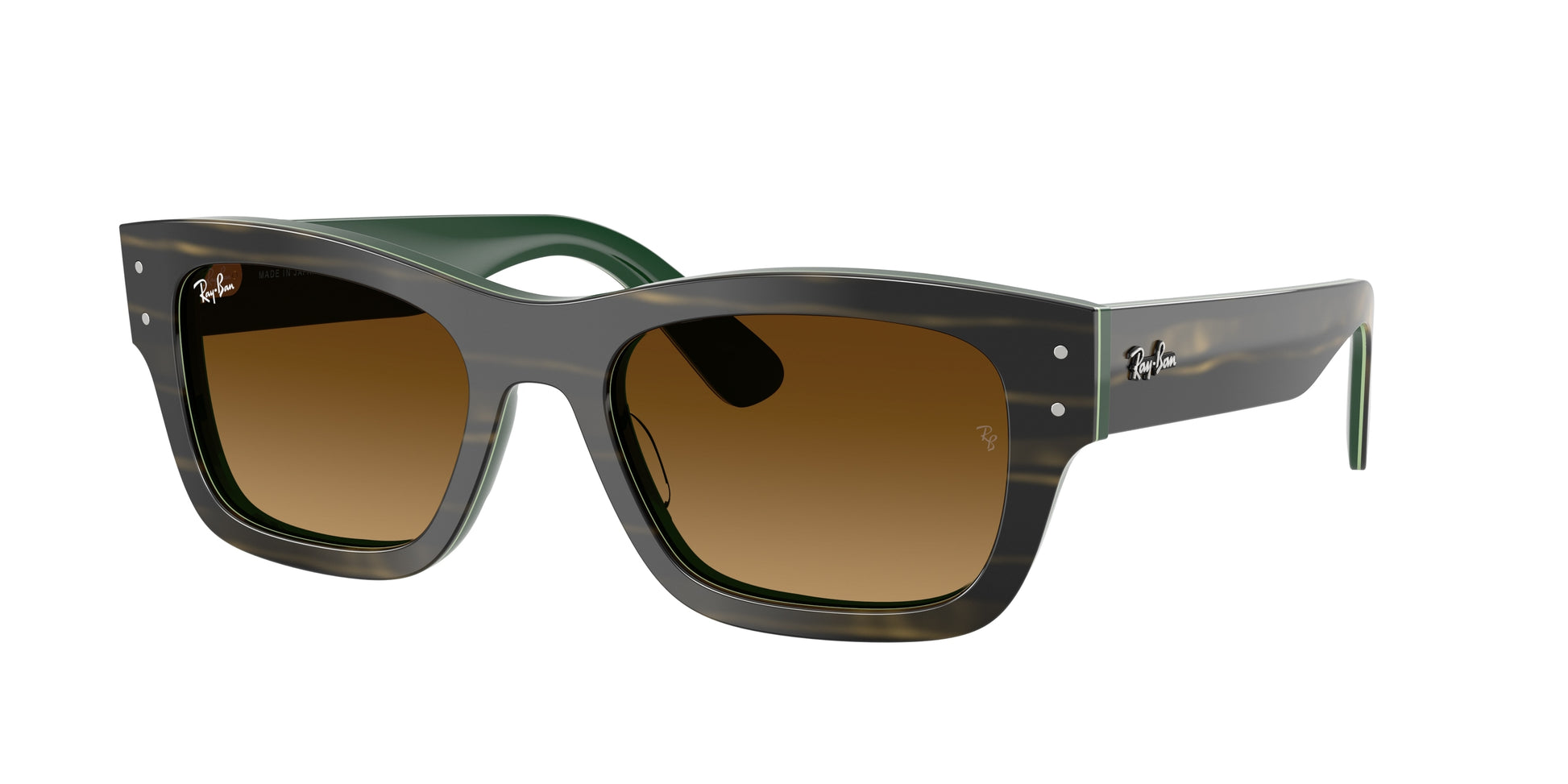 Ray-Ban JOSEPH RB7683S Rectangle Sunglasses  140285-Striped Green On Green 55-145-20 - Color Map Green