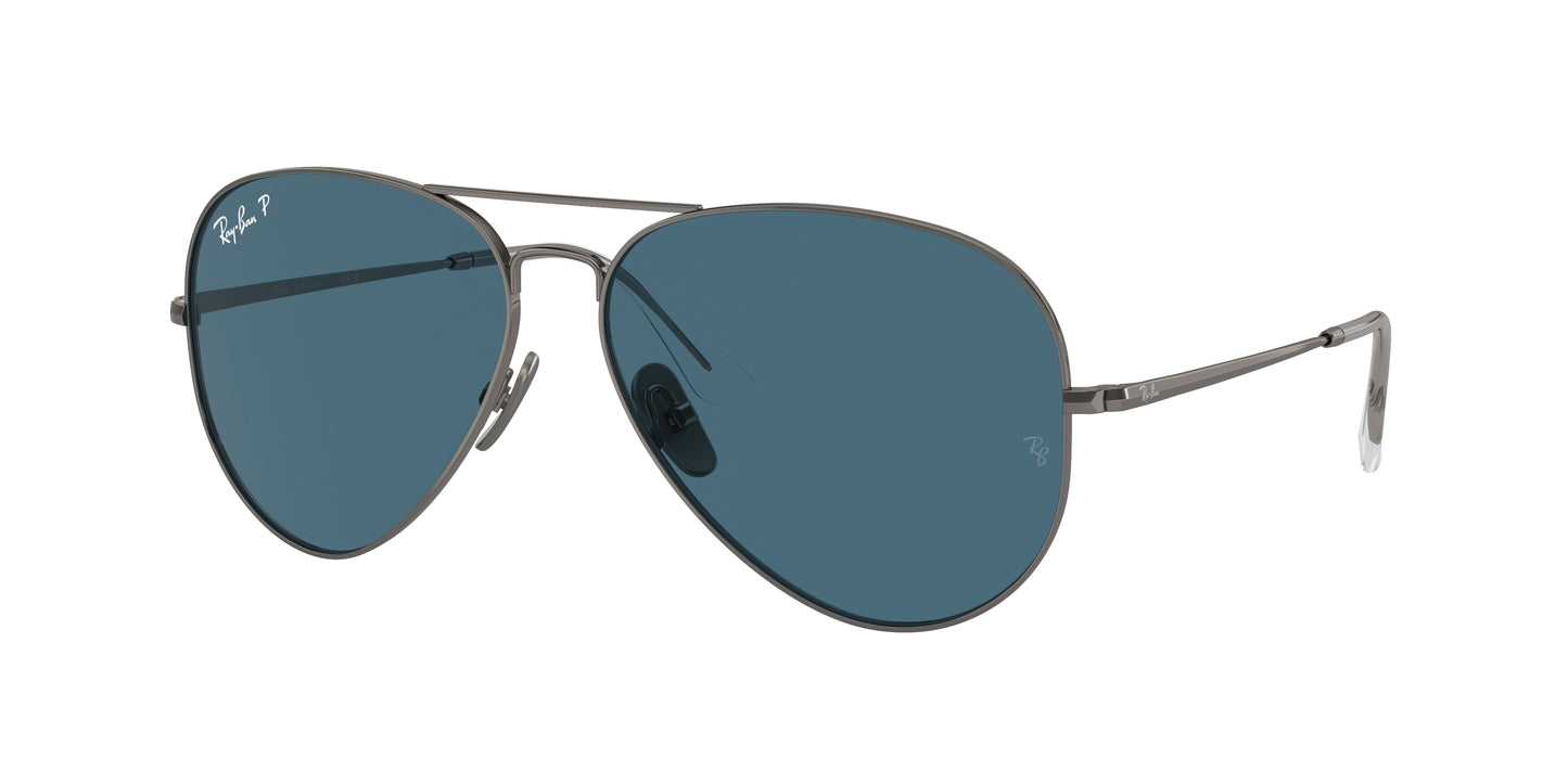 Ray-Ban AVIATOR TITANIUM RB8089 Pilot Sunglasses  165/S2-Gunmetal 62-140-14 - Color Map Grey