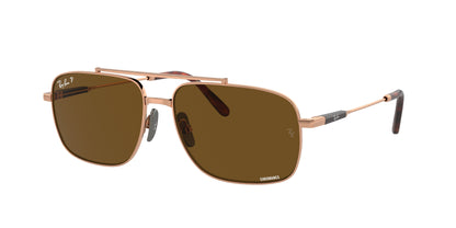 Ray-Ban MICHAEL TITANIUM RB8096 Pillow Sunglasses  9266AN-Light Brown 59-145-15 - Color Map Brown