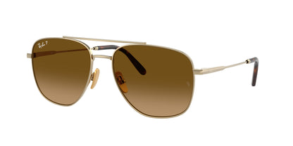 Ray-Ban WILLIAM TITANIUM RB8097 Square Sunglasses  9265M2-Arista Gold 59-145-17 - Color Map Gold
