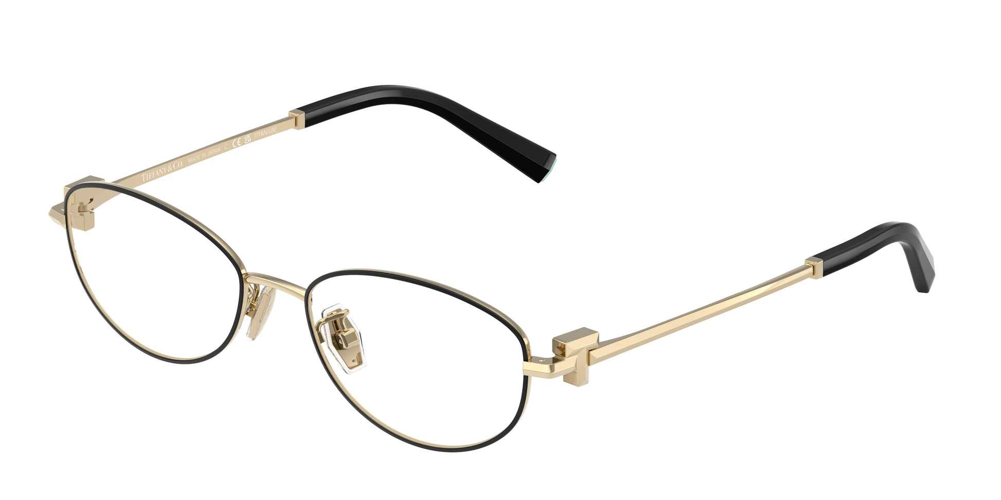 Tiffany TF1162TD Oval Eyeglasses  6164-Black On Pale Gold 52-140-17 - Color Map Black