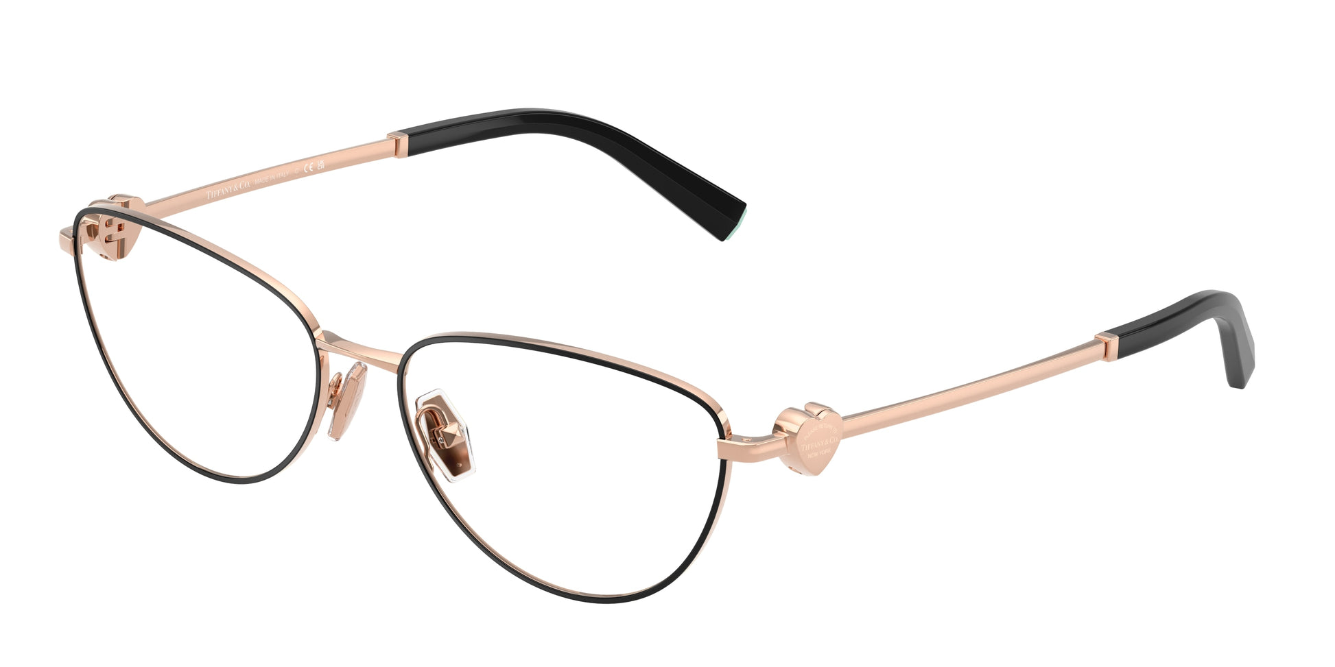 Tiffany TF1164B Oval Eyeglasses  6105-Black On Rose Gold 56-140-16 - Color Map Black