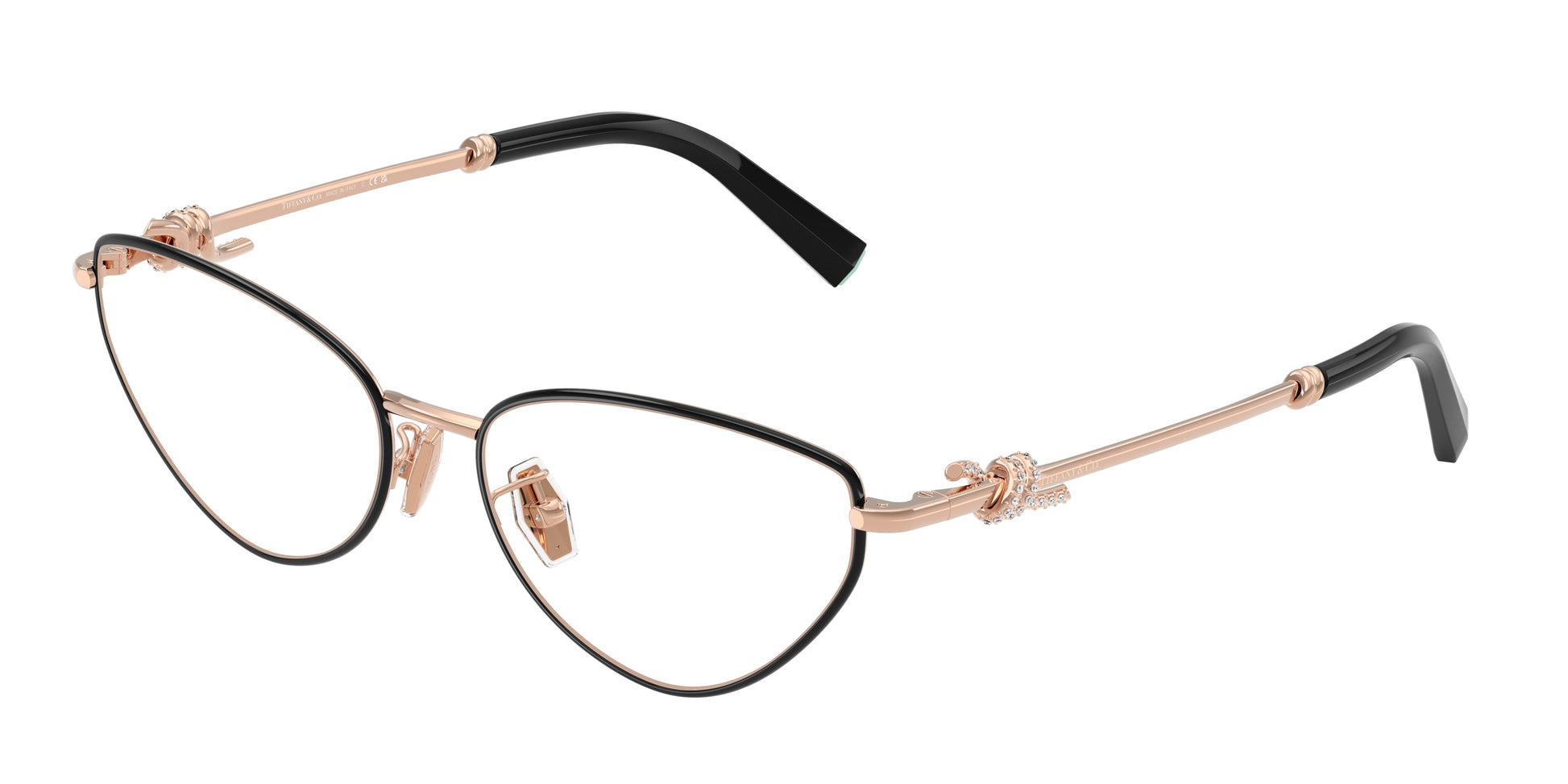 Tiffany TF1172B Cat Eye Eyeglasses  6162-Black On Rose Gold 54-140-16 - Color Map Black