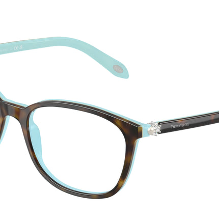 Tiffany TF2109BF Square Eyeglasses  8134-Havana On Tiffany Blue 53-140-17 - Color Map Brown