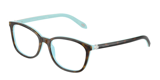 Tiffany TF2109BF Square Eyeglasses  8134-Havana On Tiffany Blue 53-140-17 - Color Map Brown