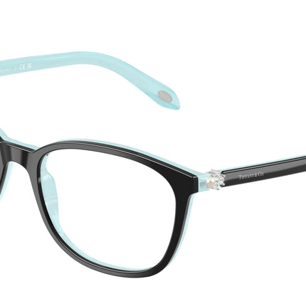 Tiffany TF2109BF Square Eyeglasses  8193-Black On Tiffany Blue Striped 53-140-17 - Color Map Black