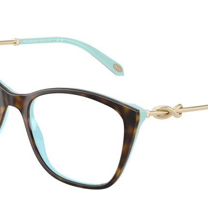 Tiffany TF2160B Square Eyeglasses  8134-Havana On Tiffany Blue 54-140-17 - Color Map Brown