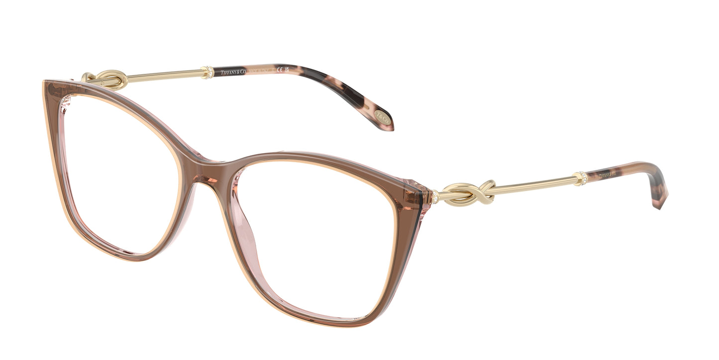 Tiffany TF2160B Square Eyeglasses  8255-Brown On Pink Grey 54-140-17 - Color Map Brown