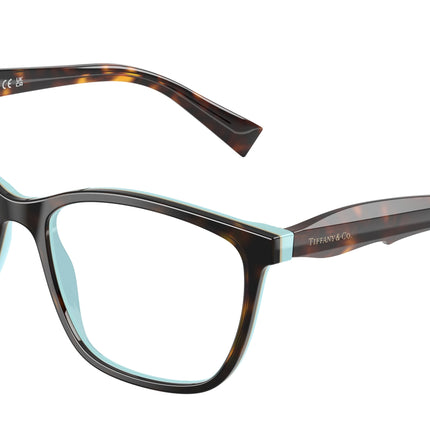 Tiffany TF2175 Square Eyeglasses  8134-Havana On Tiffany Blue 54-140-16 - Color Map Brown