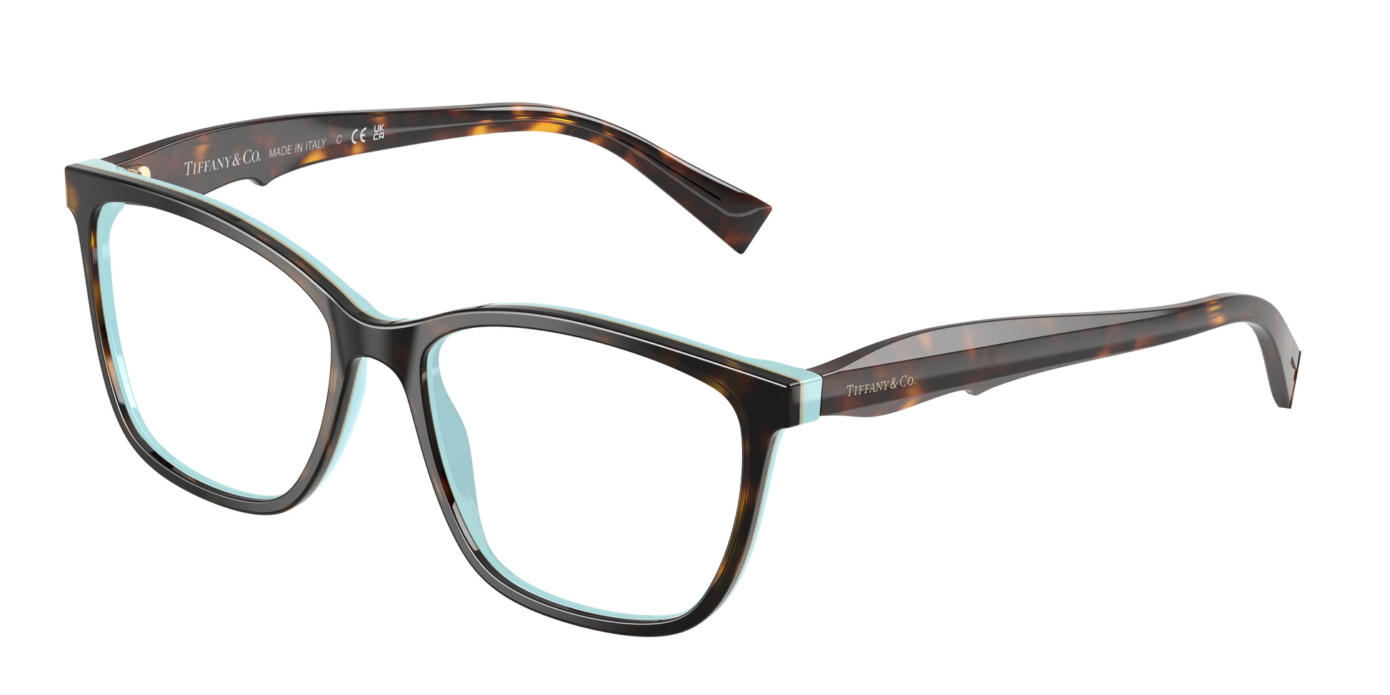 Tiffany TF2175 Square Eyeglasses  8134-Havana On Tiffany Blue 54-140-16 - Color Map Brown