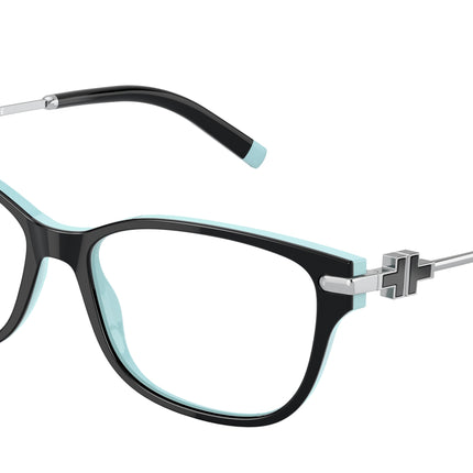 Tiffany TF2207F Rectangle Eyeglasses  8055-Black On Tiffany Blue 54-140-15 - Color Map Black