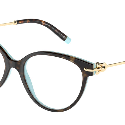 Tiffany TF2217 Cat Eye Eyeglasses  8134-Havana On Tiffany Blue 53-140-17 - Color Map Brown