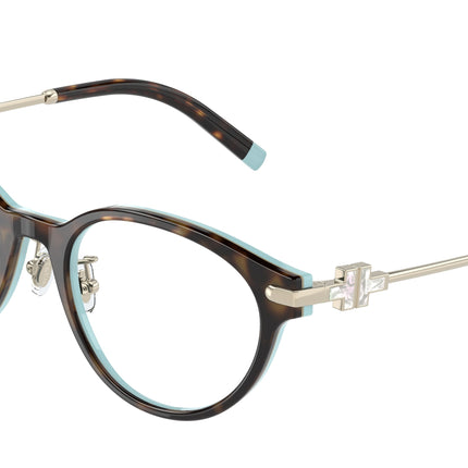 Tiffany TF2218D Oval Eyeglasses  8134-Havana On Tiffany Blue 50-140-18 - Color Map Brown