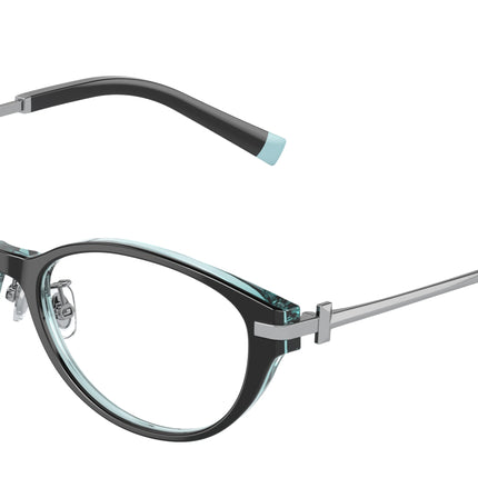 Tiffany TF2225D Oval Eyeglasses  8285-Black On Crystal Tiffany Blue 53-145-16 - Color Map Black