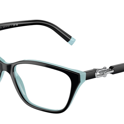 Tiffany TF2229 Rectangle Eyeglasses  8055-Black On Tiffany Blue 55-140-15 - Color Map Black