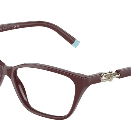 Tiffany TF2229 Rectangle Eyeglasses  8389-Solid Burgundy 53-140-15 - Color Map Red