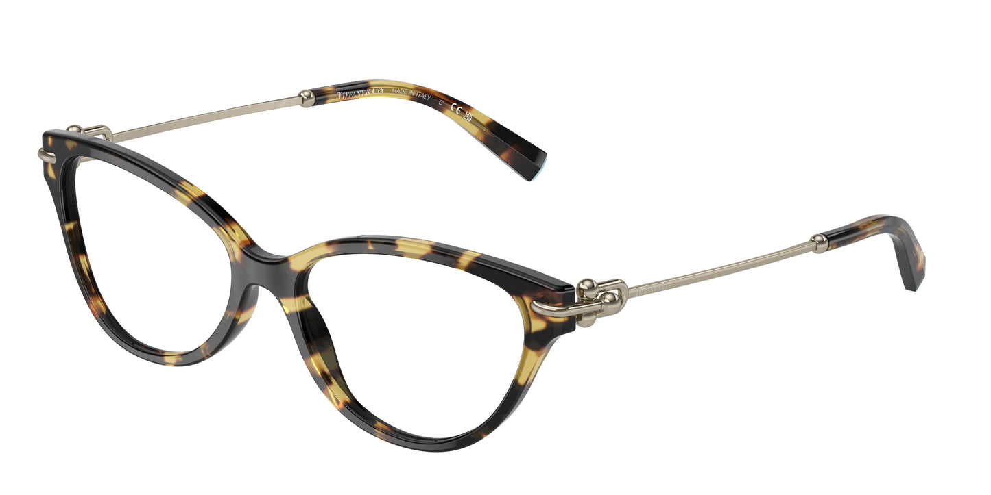 Tiffany TF2231 Cat Eye Eyeglasses  8064-Yellow Havana 54-140-16 - Color Map Tortoise