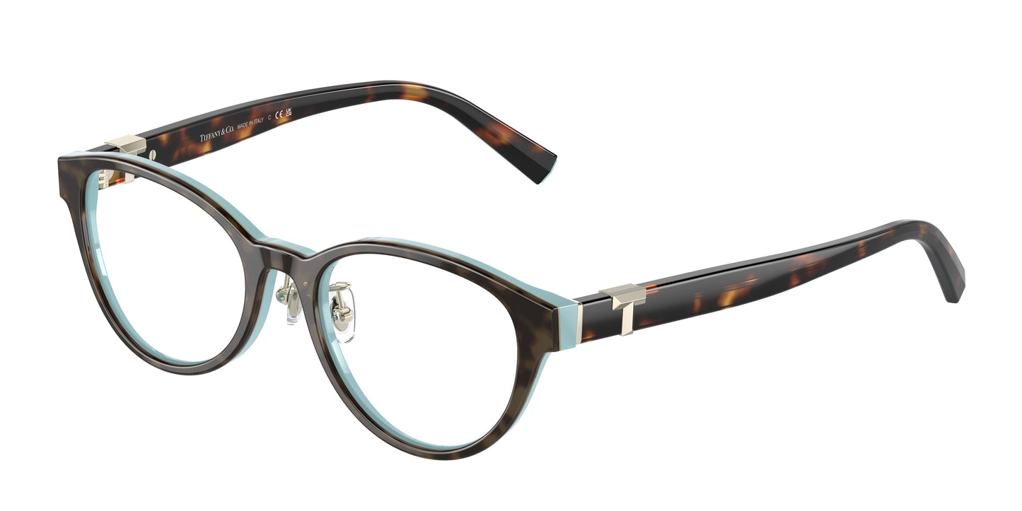 Tiffany TF2236D Oval Eyeglasses  8134-Havana On Tiffany Blue 48-140-17 - Color Map Brown