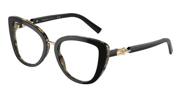 Tiffany TF2242 Cat Eye Eyeglasses  8256-Black On Yellow Havana 52-140-19 - Color Map Black