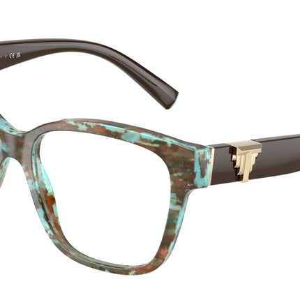 Tiffany TF2246 Square Eyeglasses  8422-Havana Tiffany Blue 54-140-16 - Color Map Tortoise
