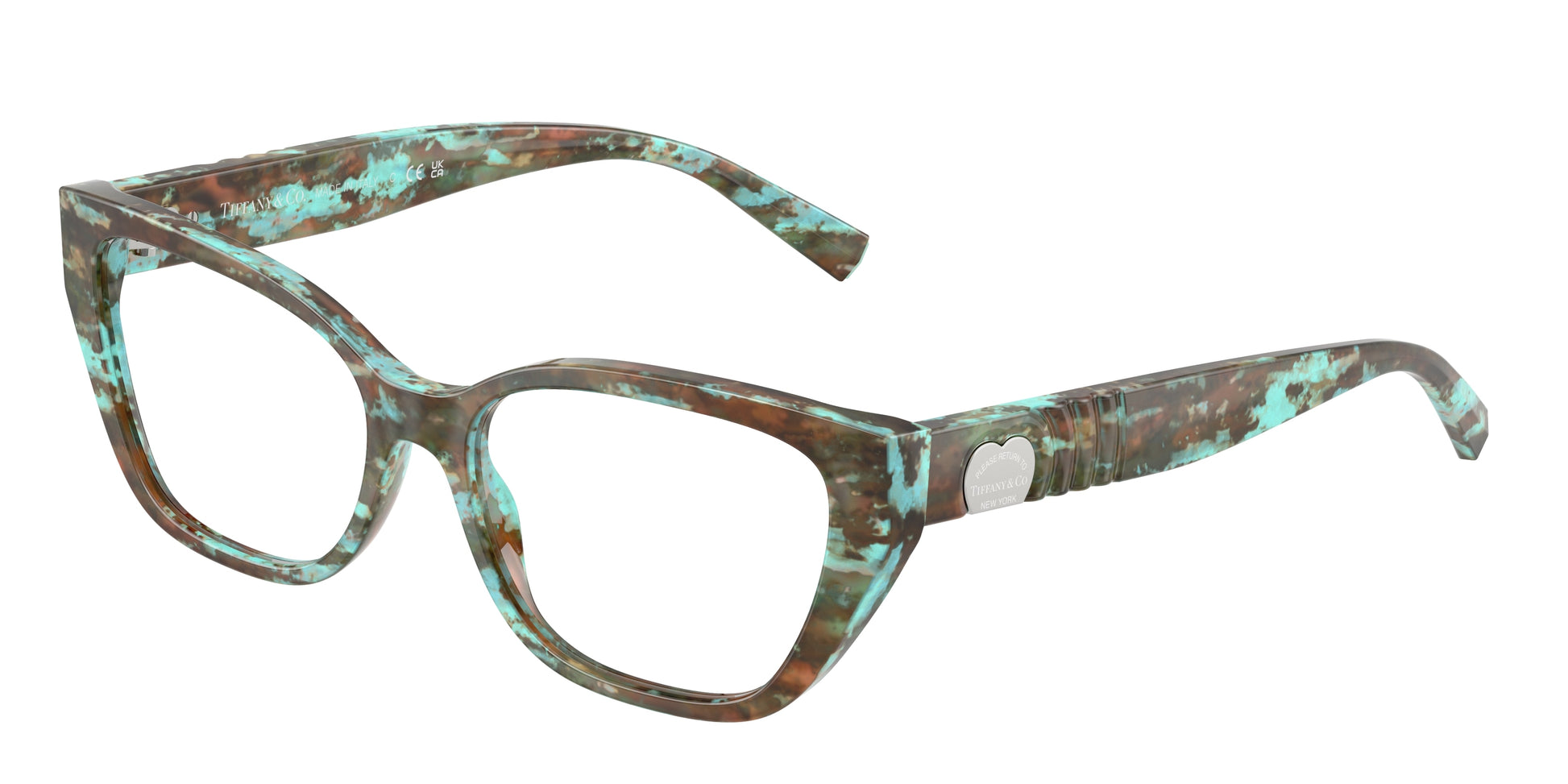 Tiffany TF2259F Cat Eye Eyeglasses  8422-Havana Tiffany Blue 54-140-16 - Color Map Tortoise