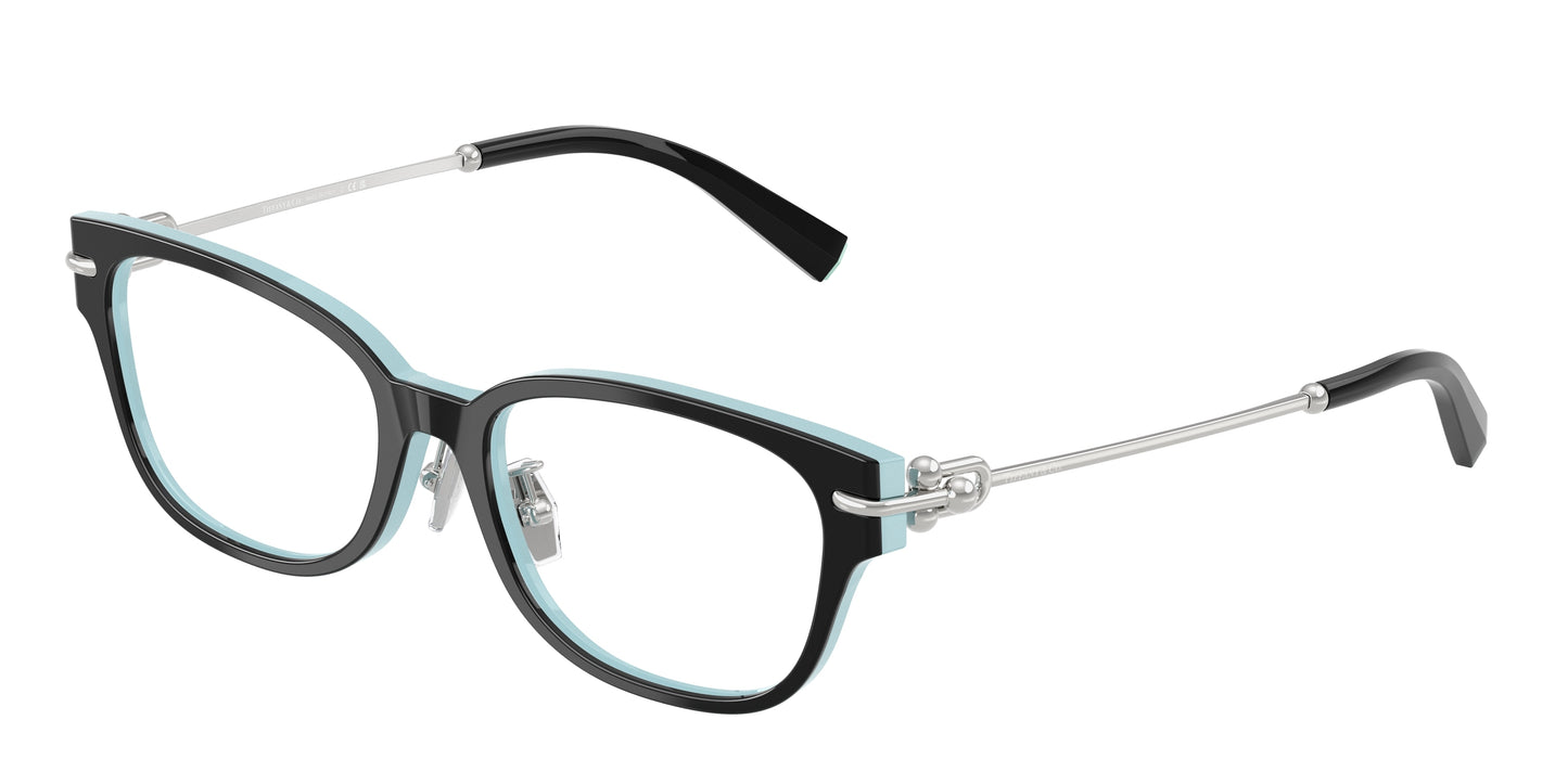 Tiffany TF2262F Pillow Eyeglasses  8055-Black On Tiffany Blue 52-140-17 - Color Map Black