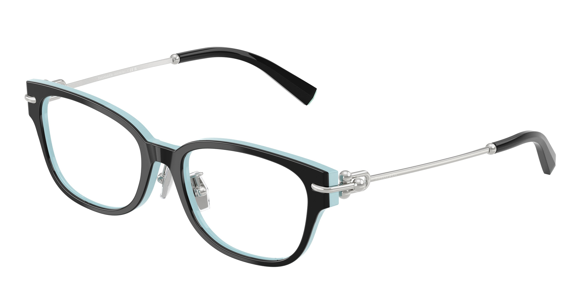 Tiffany TF2262F Pillow Eyeglasses  8055-Black On Tiffany Blue 52-140-17 - Color Map Black